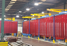 Large industrial welding bay installation