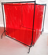 Two Spark Monkey Pro screens connected together to make a welding bay